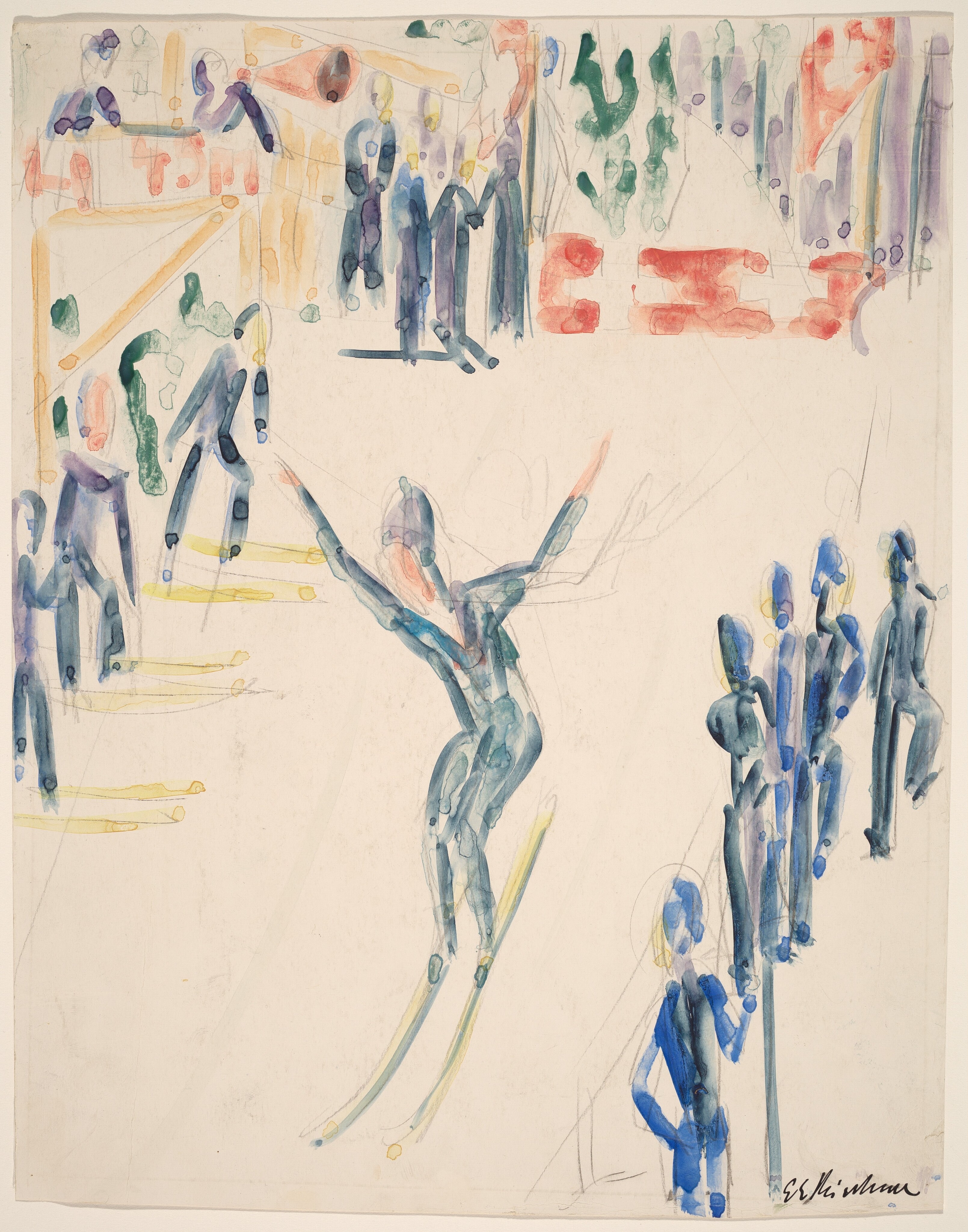Ernst Ludwig Kirchner, Ski Jumper, c. 1936. National Gallery of Art, Washington, D.C. (2012.92.673). Open Access.